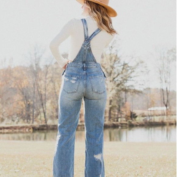 New Kancan Distressed Denim Overalls - Picture 2 of 4